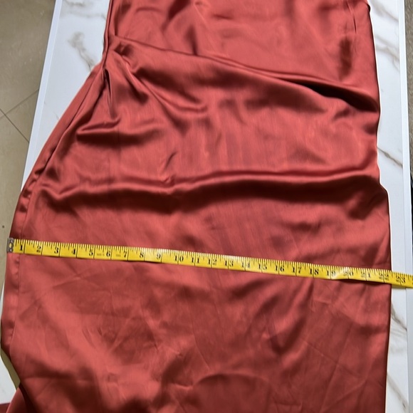 Princess Polly Satin Cinnamon One Shoulder Long Dress. Size 10 - Picture 7 of 9